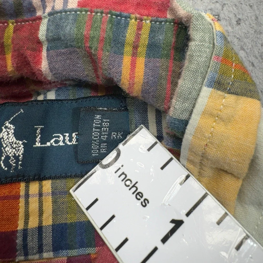 Vintage Polo Ralph Lauren Shirt Mens Large Blue Red Plaid Button Down Casual 90s